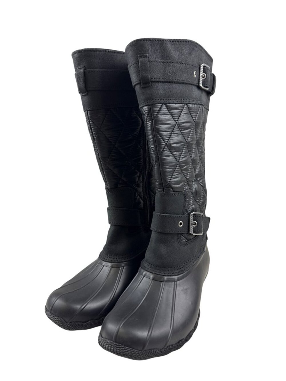 Sperry Saltwater Tall Women's 6 Black Quilted Buckle Duck Boots Waterproof NWOB - Picture 3 of 10